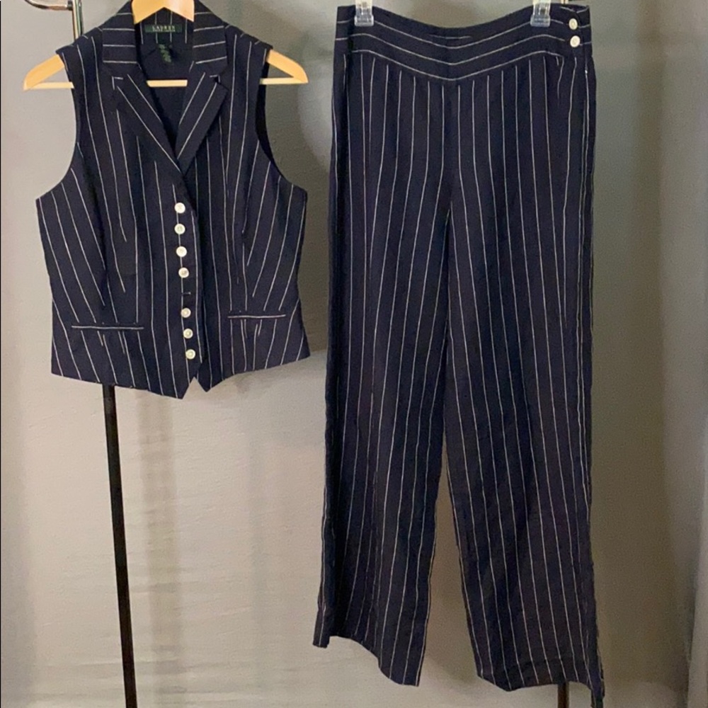 Lauren RL navy linen suit set